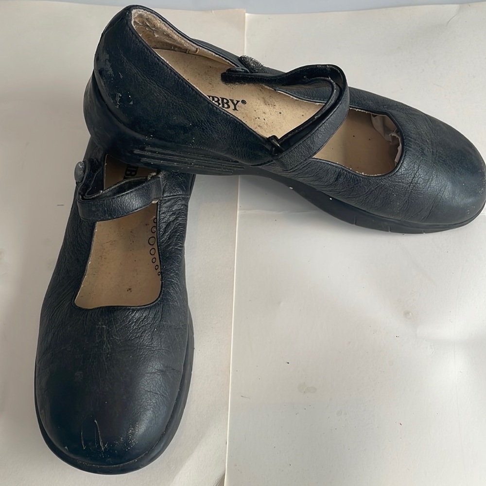 Vtg 90’s Sam & Libby Mary Jane dress shoes girls 3 1/2 Black Velcro leather flat